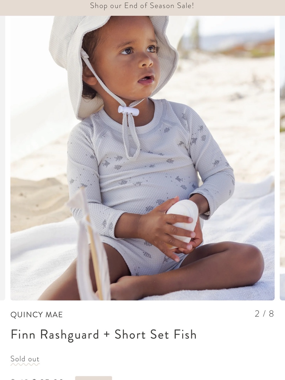 Quincy Mae Light Gray Fish Rashguard & Shorts Set